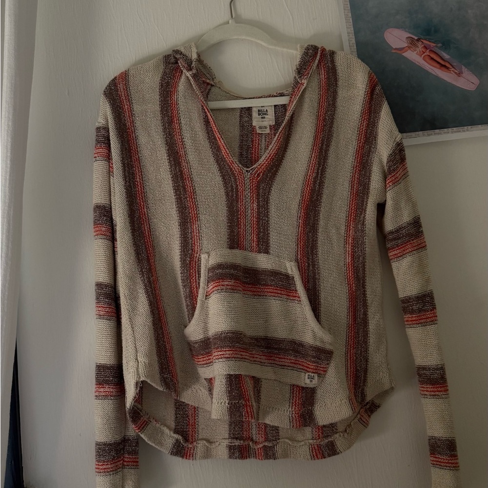Billabong Striped Hoodie - Cream, Red, Brown